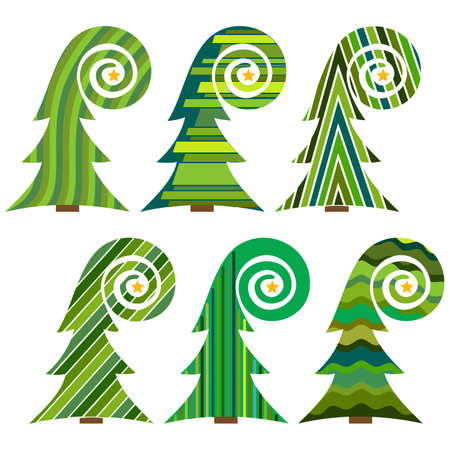 Set of Christmas trees. Isolated vector illustration for Merry Christmas and Happy New Year.のイラスト素材