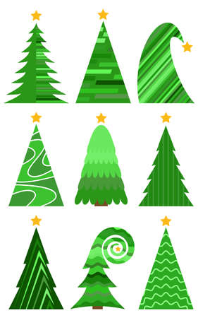 Set of Christmas trees. Isolated vector illustration for Merry Christmas and Happy New Year.のイラスト素材