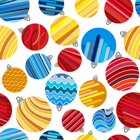 Seamless pattern of Christmas Balls. Christmas Decorations on White Background.のイラスト素材