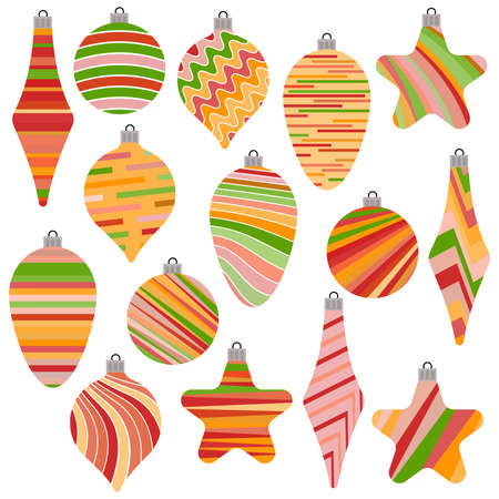 Set of Christmas Balls. Christmas Decorations on White Background.のイラスト素材