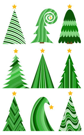 Set of Christmas trees. Isolated vector illustration for Merry Christmas and Happy New Year.のイラスト素材