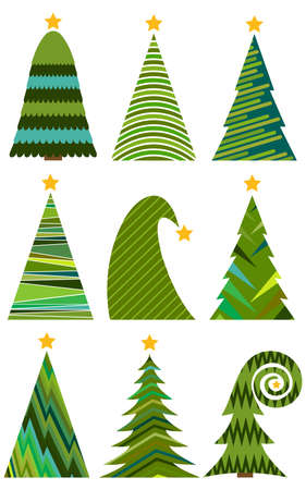 Set of Christmas trees. Isolated vector illustration for Merry Christmas and Happy New Year.のイラスト素材