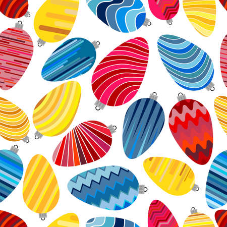 Seamless pattern of Christmas Balls. Christmas Decorations on White Background.のイラスト素材