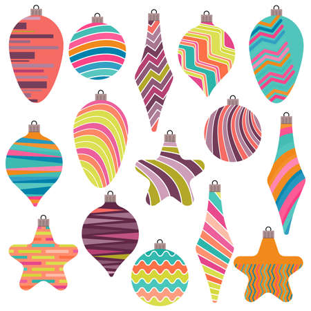 Set of Christmas Balls. Christmas Decorations on White Background.のイラスト素材