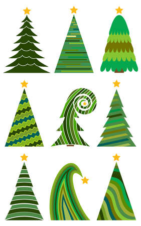 Set of Christmas trees. Isolated vector illustration for Merry Christmas and Happy New Year.のイラスト素材
