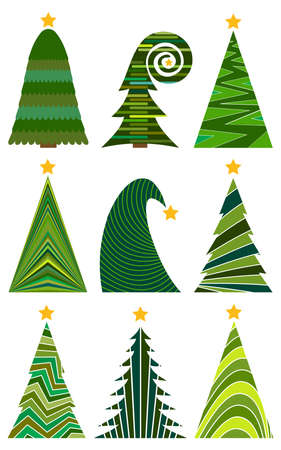 Set of Christmas trees. Isolated vector illustration for Merry Christmas and Happy New Year.のイラスト素材