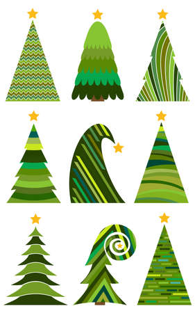 Set of Christmas trees. Isolated vector illustration for Merry Christmas and Happy New Year.のイラスト素材