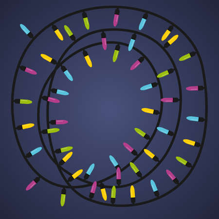 Garland with colored lights. Garland is in the shape of circle.のイラスト素材