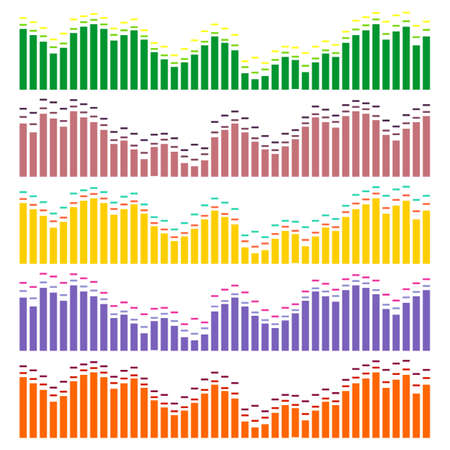 Sound waves vector set. Audio equalizer. Sound & audio waves isolated on white background.のイラスト素材