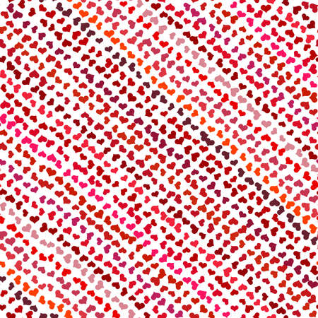 Seamless pattern with red hearts. Swirling red hearts on a white background. Vector valentine illustration.のイラスト素材