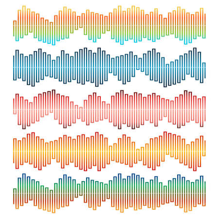 Sound waves vector set. Audio equalizer. Sound & audio waves isolated on white background.のイラスト素材