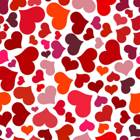 Seamless pattern with red hearts. Swirling red hearts on a white background. Vector valentine illustration.のイラスト素材