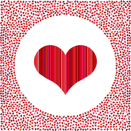 Red heart and little hearts around. Valentines Day background with many hearts on a white background. Symbol of Love Element for wedding Template.のイラスト素材