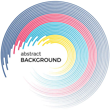 Abstract background with bright rainbow colorful lines. Colored circles with place for your text on a white background.のイラスト素材