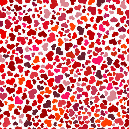 Seamless pattern with red hearts. Swirling red hearts on a white background. Vector valentine illustration.のイラスト素材