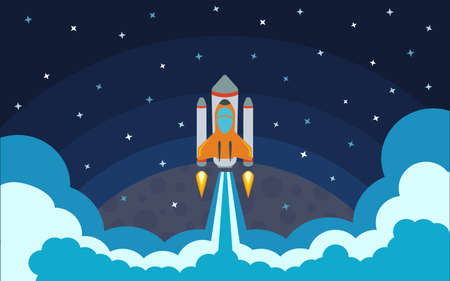 The rocket is removed from the planet.のイラスト素材