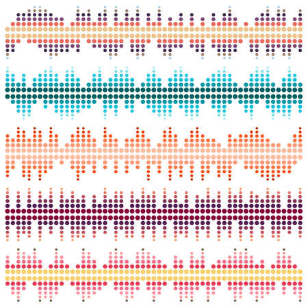 Sound waves vector set. Audio equalizer. Sound & audio waves isolated on white background.のイラスト素材
