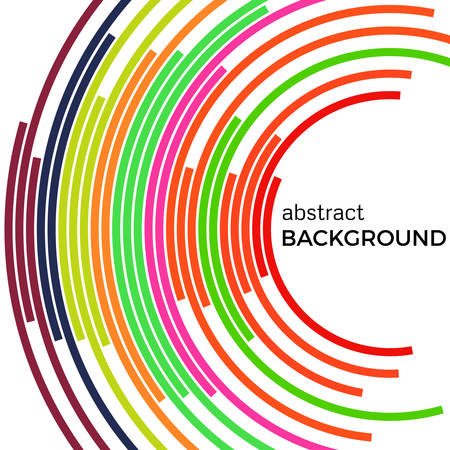 Abstract background with bright rainbow colorful lines. Colored circles with place for your text on a white background.のイラスト素材