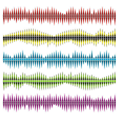 Sound waves vector set. Audio equalizer. Sound & audio waves isolated on white background.のイラスト素材