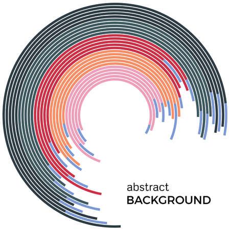 Abstract background with bright rainbow colorful lines. Colored circles with place for your text on a white background.のイラスト素材