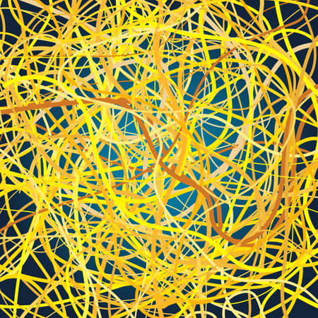 Vector background with moving colorful lines. Blue background of yellow curves lines.のイラスト素材