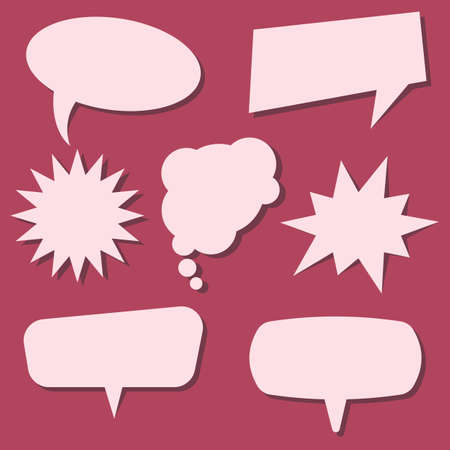 Set of speech bubbles on a red background. Speech bubbles without phrases. Vector illustration.のイラスト素材