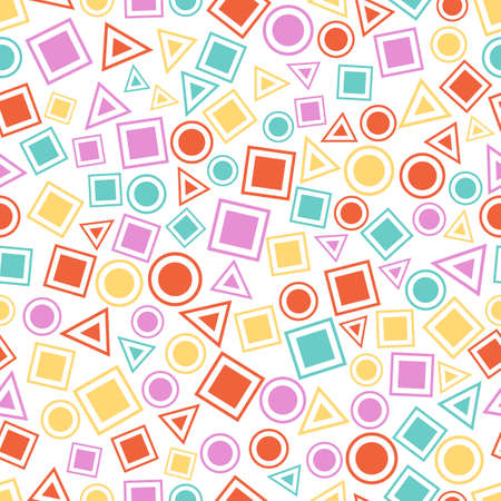 Seamless primitive geometric patterns for tissue and postcards. Trendy hipsters modern color background. Trendy geometric elements memphis card. Vector illustrationのイラスト素材
