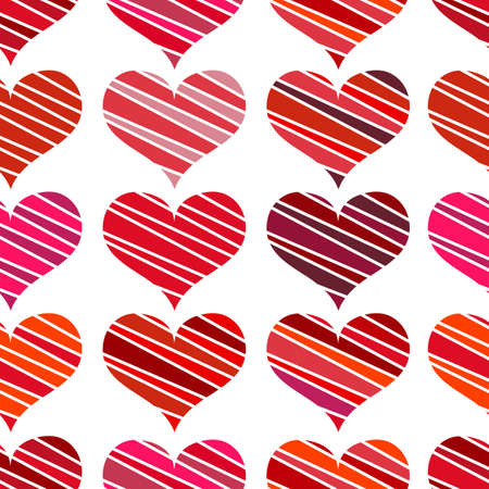 Seamless pattern with red hearts. Different red hearts on a white background. Vector valentine illustration.のイラスト素材