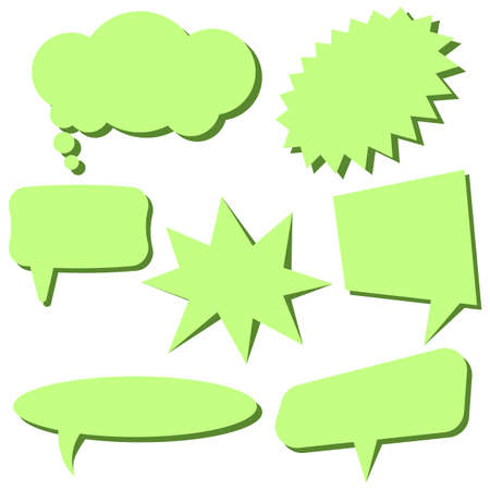 Set of light green speech bubbles without phrases on white background. Vector illustration.のイラスト素材