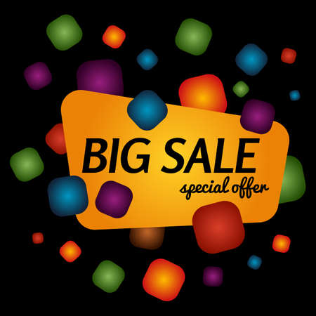 Big sale special offer banner on black background. Vector background with colorful design elements. Vector illustration.のイラスト素材