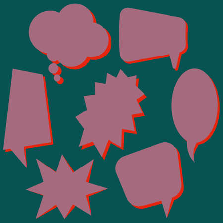 Set of purple speech bubbles without phrases on dark green background. Vector illustration.のイラスト素材