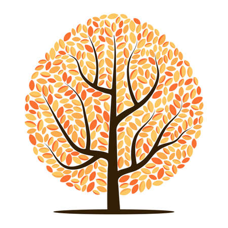 Vector tree with yellow leaves isolated on a white backgroundのイラスト素材