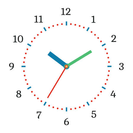 Vector illustration of mechanical clock. Clock face on white background.のイラスト素材
