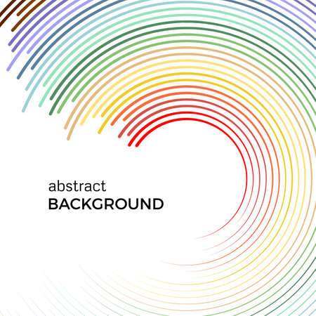 Abstract background with bright rainbow colorful lines. Colored circles with place for your text on a white background.のイラスト素材