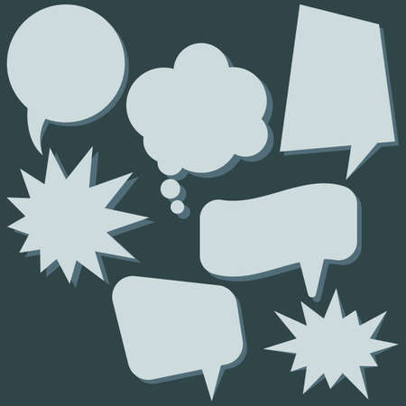 Set of speech bubbles without phrases on dark background. Vector illustration.のイラスト素材