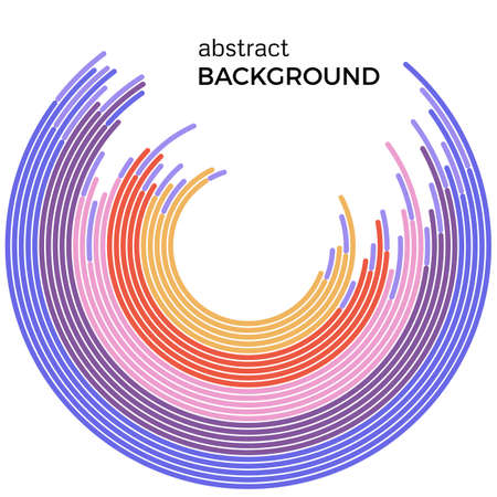 Abstract background with bright rainbow colorful lines. Colored circles with place for your text on a white background.のイラスト素材