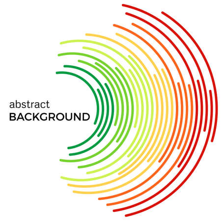 Abstract background with colorful rainbow lines and flying pieces. Colored circles with place for your text on a white background.のイラスト素材