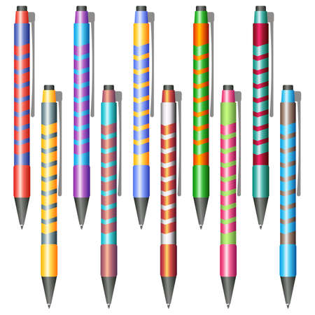 Set of multi-colored pens on a white backgroundのイラスト素材