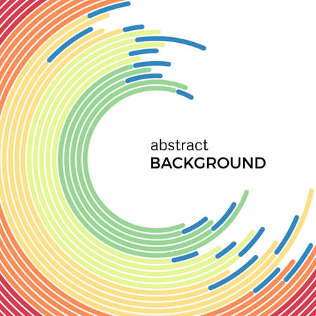 Abstract background with bright rainbow colorful lines. Colored circles with place for your text on a white background.のイラスト素材