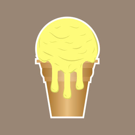 Vector illustration of ice cream. Waffle cup with ice cream ball.のイラスト素材