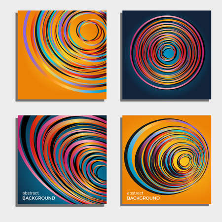 Set of four beautiful abstract backgrounds.Abstract flash light circles. Vector illustration.のイラスト素材