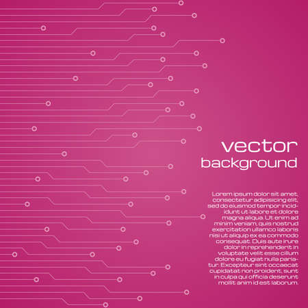 Abstract technological pink background with elements of the microchip. Circuit board background texture. Vector illustration.のイラスト素材