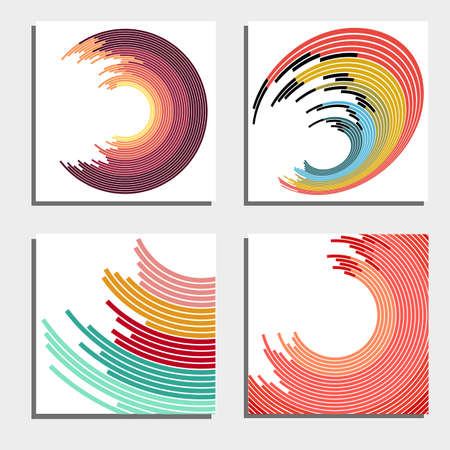 Set of four beautiful abstract backgrounds. Abstract flash light circles. Vector illustration.のイラスト素材