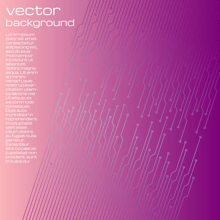 Abstract technological pink background with elements of the microchip. Circuit board background texture. Vector illustration.のイラスト素材