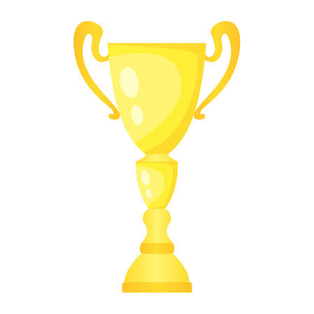 Vector golden trophy champion cup. Championship prize for first place. Victory symbol isolated on white background.のイラスト素材