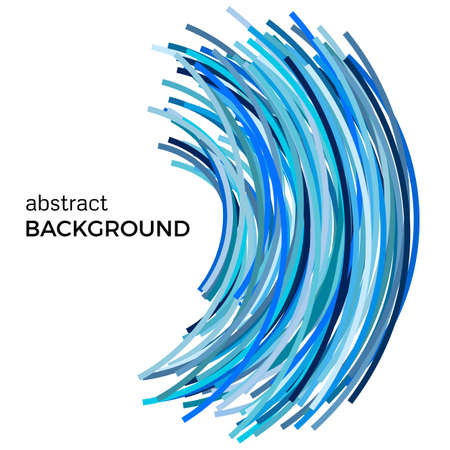 Abstract background with blue colorful curved lines in a chaotic order. Colored lines with place for your text on a white background.のイラスト素材