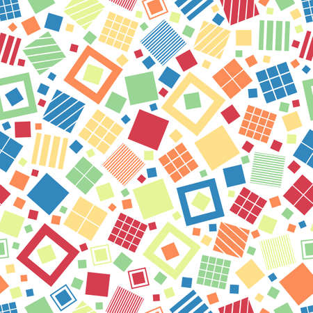 Seamless geometric pattern with squares for tissue and postcards. Trendy geometric elements. Hipsters modern color background. Vector illustrationのイラスト素材
