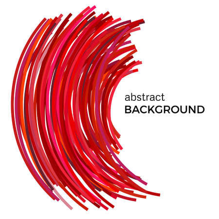Abstract background with red colorful curved lines in a chaotic order. Colored lines with place for your text  on a white background.のイラスト素材
