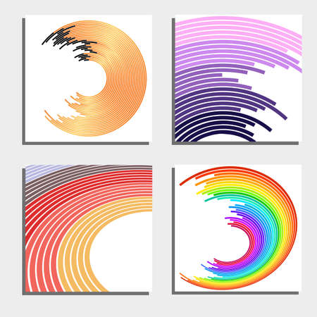 Set of four beautiful abstract backgrounds. Abstract flash light circles. Vector illustration.のイラスト素材