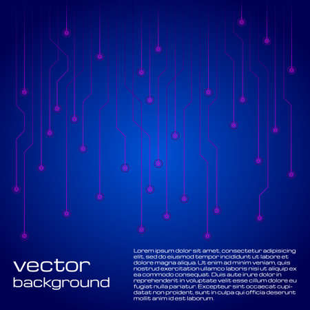Abstract technological blue and pink background with elements of the microchip. Circuit board background texture. Vector illustration.のイラスト素材